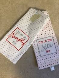 These decorative christmas linen towels arrive as a set and personalized just for you! Cynthia Rowley Christmas Naughty Nice Kitchen Towel Set 2 Red Silver Holiday New Ebay