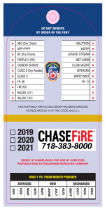 Various materials, liquids or vapours that have caught fire. New Fdny Tag Laws For Fire Extinguishers And Exhaust Systems Chase Fire