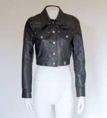 Versace Jeans Couture Vintage Leather Jacket Snake Print Black Leather Medusa Head Buttons Versace Jeans Couture Vintage Leather Jacket Vintage Versace