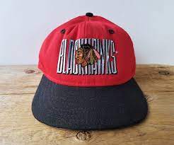 Chicago Blackhawks Original Vintage 90s Snapback Hat Made In Usa By Ajd Official Nhl Baseball Cap 2 Tone Embroidered Ice Hockey Ballcap Snapback Hats Chicago Blackhawks Blackhawks