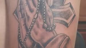 Praying hands with cross necklace tattoo. Praying Hands With Cross Tattoo By Boris Kuryakin February 22 2018 Youtube