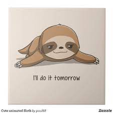 Cute Animated Sloth Ceramic Tile Zazzle Com Cute Cartoon Drawings Cute Baby Sloths Cute Drawings