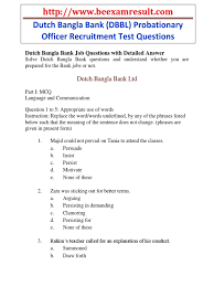 47 questionspage 1 of 5. Dutch Bangla Bank Dbbl Probationary Officer Recruitment Test Questions Speed Business