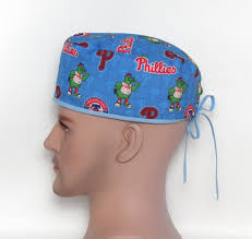LIMITED SUPPLY Phillies Men's Cotton Tie Scrub Hat/light Blue Phillies  Phanatic, Burgundy "p" /doctor, Nurse Surgical Scrub Hats/or Mens Hat