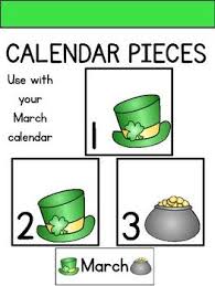 Calendar Pieces For March Calendar Aab Patterns Elementary Activities