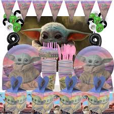 Mandalorian Yoda Baby Theme Happy Birthday Party Decorations Balloon Baby Yoda Cups Flags Plates Baby Shower Party Supplies Gift Disposable Party Tableware Aliexpress