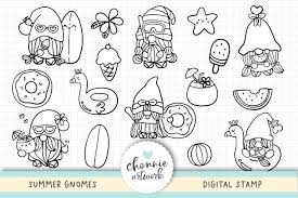Download in under 30 seconds. Summer Gnomes Digital Stamps Coloring Page 1313986 Coloring Pages Design Bundles