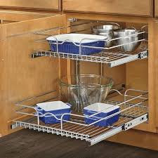 2 Tier Pull Out Drawer Wire Basket Storage Rev A Shelf Under Shelf Basket