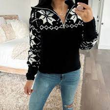 Walmart Fashion Time And Tru Quarter Zip Snowflake Sweater Wearing Small Thehouseofsequins Houseofsequins Walmart Fashion Fashion Winter Fashion