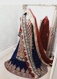 Sparkling Blue And Red Pakistani Bridal Lehenga Pakistani Bridal Wear Pakistani Bridal Dresses Blue Bridal Dress