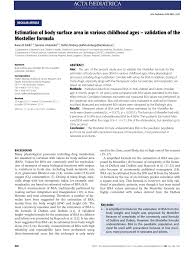 Pdf Estimation Of Body Surface Area In Various Childhood