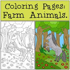 These horse coloring pages print free pictures of majestic horses that children can color to make their own personal horse drawings. Coloring Pages Farm Animals Beautiful Horse Stock Vector Illustration Of Graphic Kindergarten 74403387