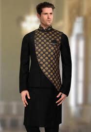 Wedding Black Indian Men Clothing Online Buy Traditional Indian Outfits For Men At Utsav Fashion Explore our luxury jackets, trousers and waistcoats in the wedding collection to ensure you look dapper on the big day. digital printed art silk nehru jacket in black and purple