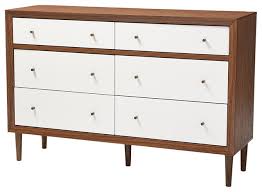 Free shipping on orders over $35. In Stock Harlow Wood 6 Drawer Storage Dresser Walnut Brown And White Midcentury Dressers By Hedgeapple Houzz
