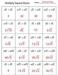 This Is A 20 Problem Worksheet Practicing Multiplying Square Roots There Is A Mixture Of Numbers With Like Radi Studying Math Learning Mathematics Math Charts