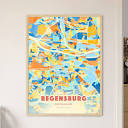 Colorful REGENSBURG GERMANY Blue Orange Fine Art Print, Regensburg ...