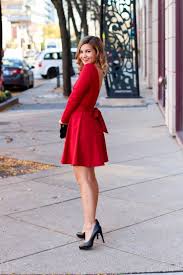 Red Holiday Dress Lake Shore Lady Red Long Sleeve Dress Long Sleeve Dress Winter Christmas Dress Women