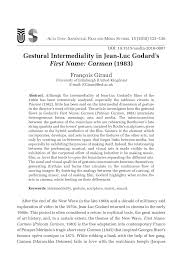 #maruschka detmers #prenom carmen #first name: Pdf Gestural Intermediality In Jean Luc Godard S First Name Carmen 1983