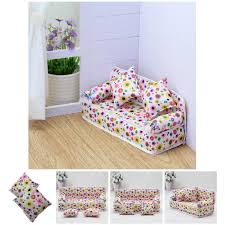 Sure fit shabby country cottage plaid slipcover sofa + loveseat. Mini Furniture Flower Pattern Sofa Couch 2 Cushions For Baby Doll House Accessories Buy From 2 On Joom E Commerce Platform