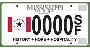 Spans two stripes, consists of a red background with a blue saltire, text: Mississippi The Only State With A Confederate Symbol In Its Flag Is Offering A New Flag Design On License Plates Cnn