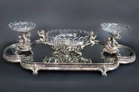 French Christofle Three Piece Table Garniture Plateau Christofle Antiques Silver Vase