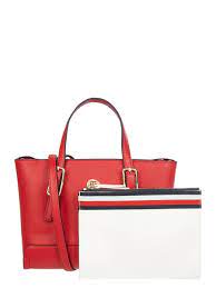 Lässiger style für alltag und freizeit, edle. Tommy Hilfiger Handtasche In Leder Optik In Rot Online Kaufen 1047215 P C Online Shop
