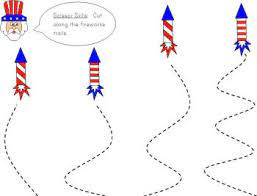 Straight line scissor cutting skills. Printable Fourth Of July Scissor Skills Practice Worksheets