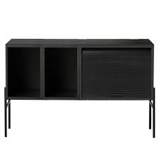 Tv meubel 100 cm breed mangohout en zwart metaal. Northern Hifive 100 Dressoir Zwart Eiken Flinders