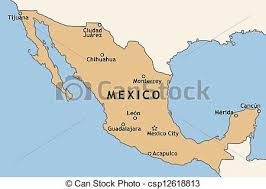 Autopista siglo xx1 de jantetelco morelos. Mapa De Mexico Con Grandes Ciudades Mexicanas Ciudad De Mexico Guadalajara Ciudad Juarez Tijuana Monterrey Y Otros Canstock