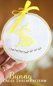 Happy easter holidays ornament cross stitch pattern uses only full stitches. Spring Bunny Cross Stitch Pattern Catholic Sprouts