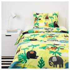 Djungelskog Housse De Couette Et Taie Animal Vert 150x200 65x65 Cm Avec Images Housse De Couette