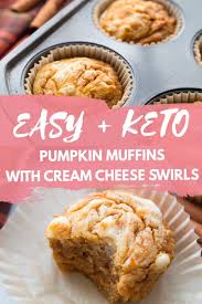 Keto Pumpkin Muffins With Cream Cheese Swirl Low Carb Recipe Keto Recipes Easy Recipes Pumpkin Recipes