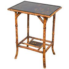 Antique, bamboo, side table, with octagonal shaped rattan top & lower base shelf. 19th Century English Bamboo Side Table Bamboo Side Table Antique Bamboo Side Table