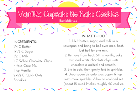 Download This Free Printable Recipe Card For Vanilla Cupcake No Bake Cookies At Bumblebits Classic No Bake Cookie Recipe Printable Recipe Cards No Bake Cookies