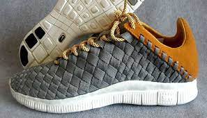 Featuring a grey woven base with a camel suede detailing sitting atop a free sole. Nike Free Inneva Woven Grey Camel Wave