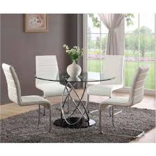 Marseille Glass Dining Table In Clear With Chrome Supports Glass Round Dining Table Glass Dining Table Elegant Dining Room