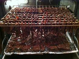 Beef Jerky Made In The Oven Set It As Low As It Will Go For About 4 Hours About 170 Degrees Beef Jerky Recipes Jerky Recipes Oven Recipes
