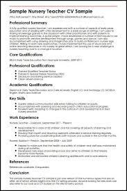 Examples of teacher resume skills. Nursery Teacher Cv Example Myperfectcv