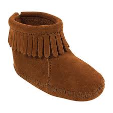 infant minnetonka back flap bootie size 5 m brown suede