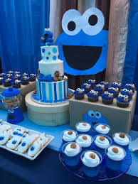 Cookie Monster Cake Sweet Table Cookie Monster Birthday Party First Birthday Cookies Cookie Monster Birthday
