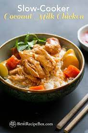 Slow Cooker Coconut Milk Chicken Asian Thai Flavors Best Recipe Box Recipe Slow Cooker Asian Slow Cooker Asian Chicken Recipes
