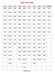 Cat, hat, rat, or dash. Cvc Word List Printable Free