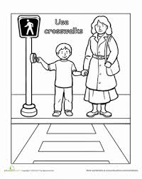 Traffic Safety Use Crosswalks Worksheet Education Com Pedestrian Safety Traffic Safety Street Safety