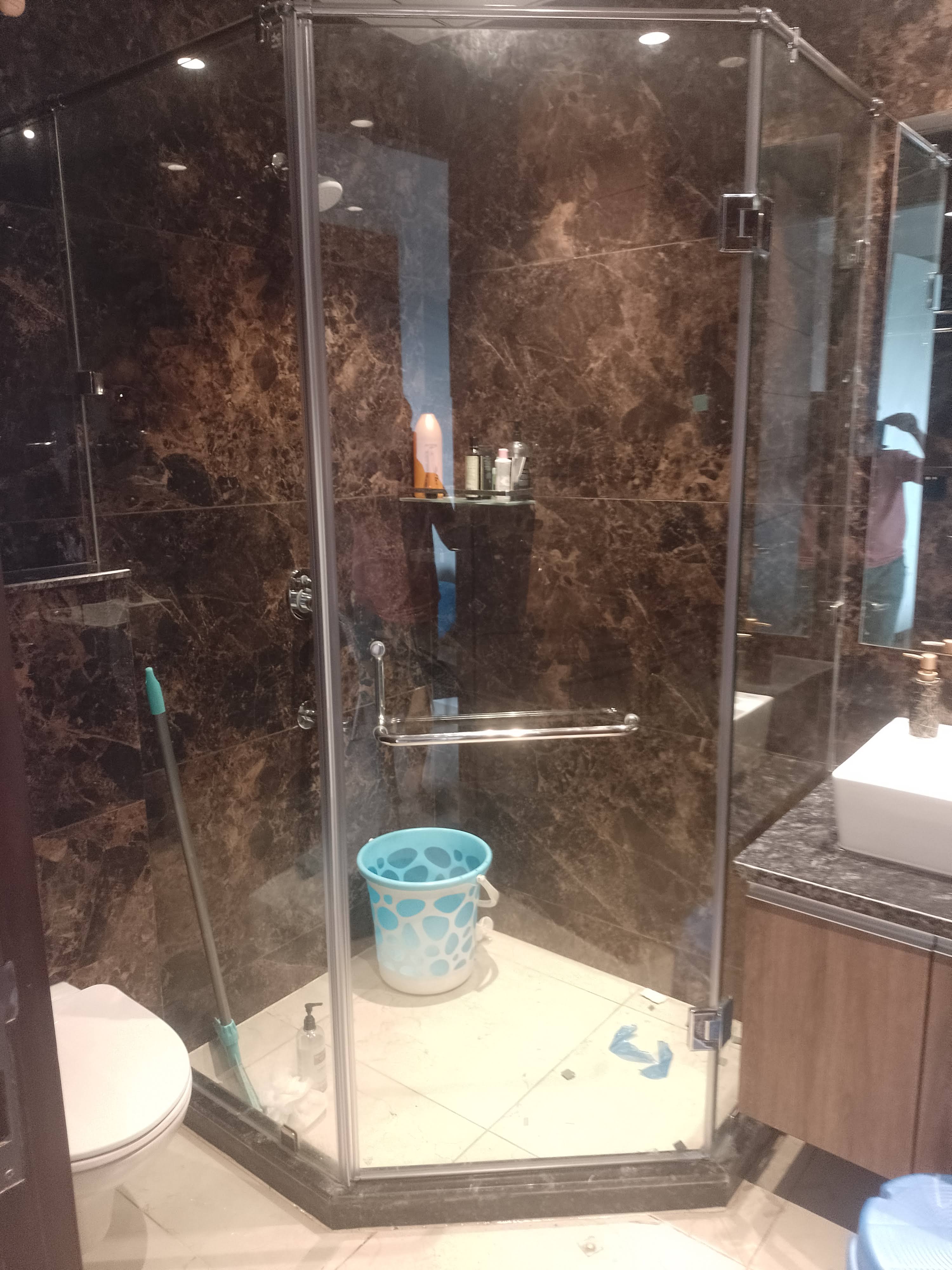 135 digree bathroom glass partition door product image