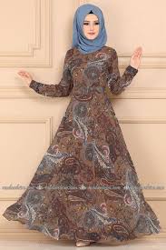 modaselvim elbise desenli sifon tesettur elbise 204al357 taba modest clothing women modest outfits fashion