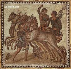 St Takla Org Image Roman Charioteers On A Quadriga 3rd Centuries A D Ancient Mosaic صورة لوحة فسيفساء من القرن الثا Roman Art Art Ancient Paintings