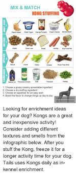 Mix And Match Chart Of Kong Foods Dog Enrichment Toys For