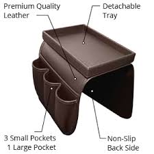 The sofa chair armrest caddy center tray holds everything right on your sofa armrest. Amazon Com U Neatopa Couch Remote Caddy Control Holder Sofa Organizer With Detachable Wooden Snack Tray For Recliner Mattresses Chair Armrests With 4 Slots 1 Large Pockets And 3 Small Pockets Brown