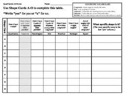 Classify Quadrilaterals Hierarchy Chart Includes Shape