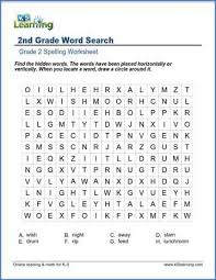 Each pdf file includes a puzzle . Word Search For Grade 2 K5 Learning
